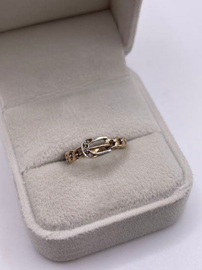 9ct gold diamond buckle ring