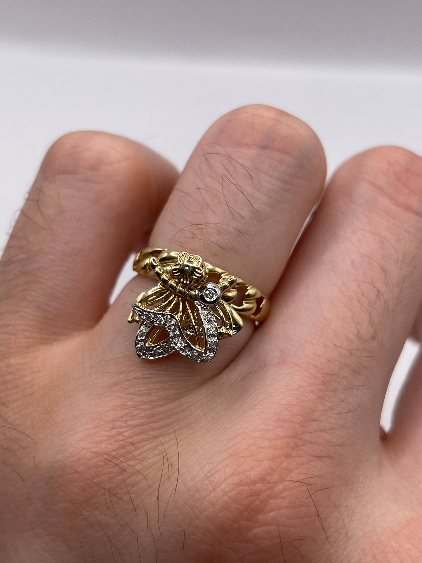 14ct gold cz spinner ring