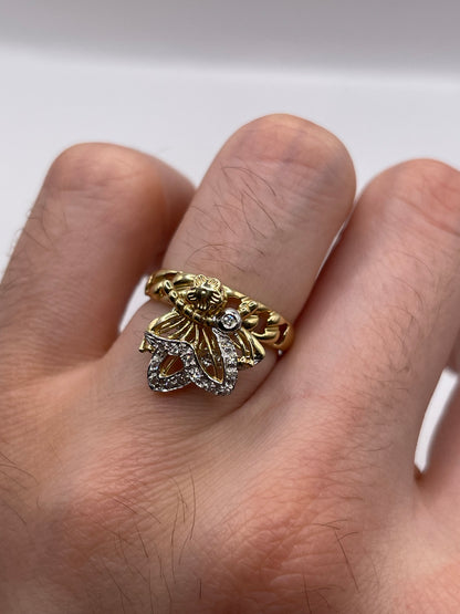 14ct gold cz spinner ring