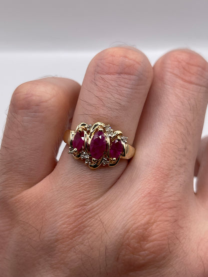 9ct gold ruby and diamond ring