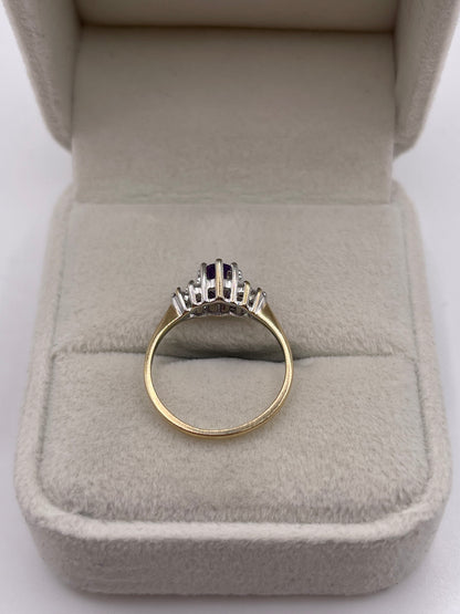 9ct gold amethyst and diamond ring
