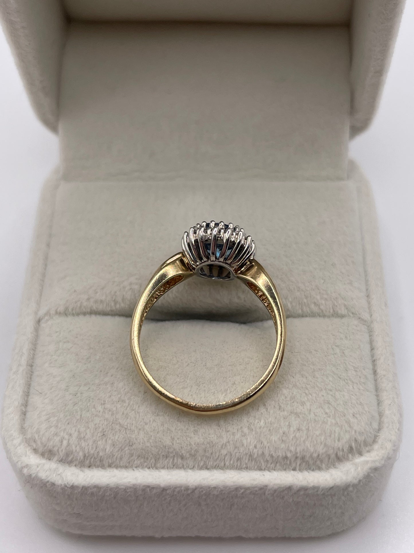 9ct gold blue topaz and diamond ring