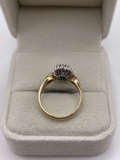 9ct gold blue topaz and diamond ring