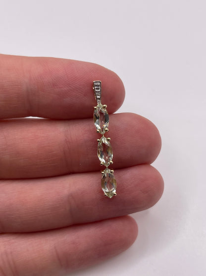 9ct gold quartz and diamond pendant