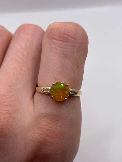 9ct gold opal and diamond ring