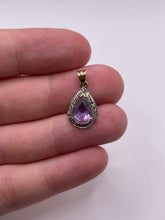 Load image into Gallery viewer, 9ct gold amethyst and diamond pendant
