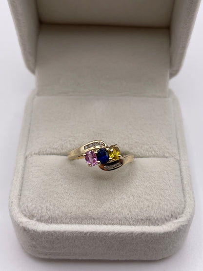 9ct gold sapphire and diamond ring
