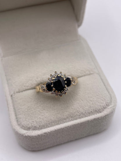 9ct gold sapphire and diamond ring