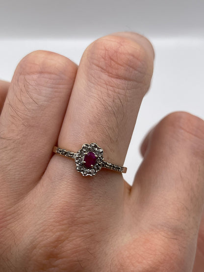 9ct gold ruby and diamond ring