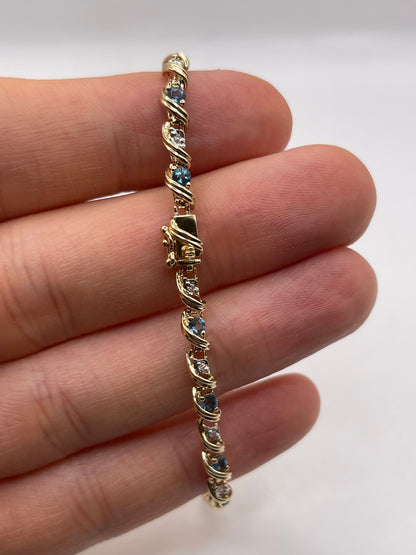 9ct gold topaz and diamond bracelet