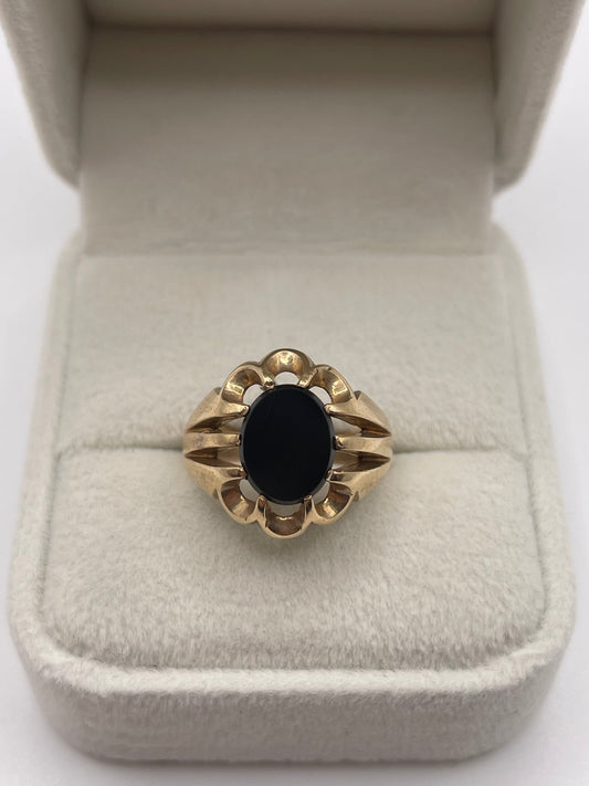 9ct gold onyx gypsy ring