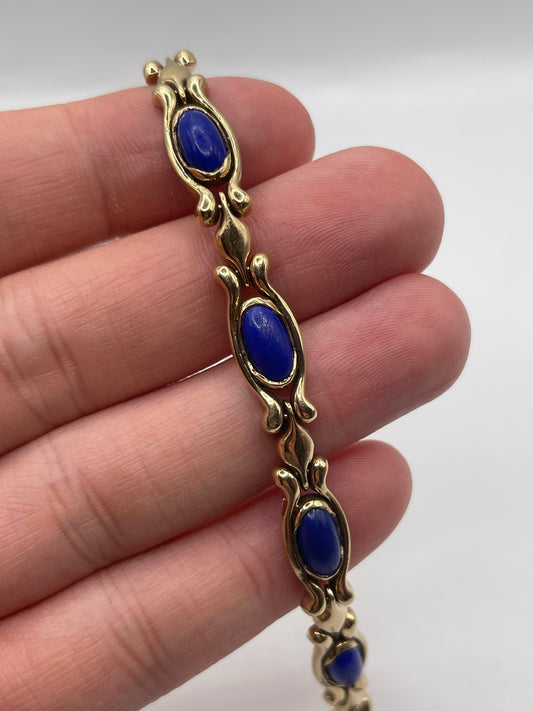 9ct gold lapis lazuli bracelet