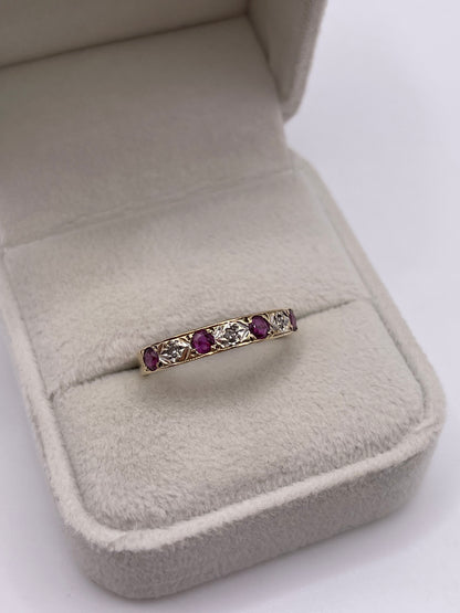 9ct gold ruby and diamond ring