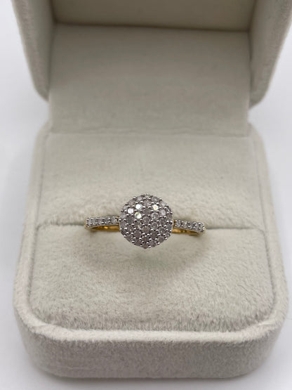 9ct gold diamond cluster ring