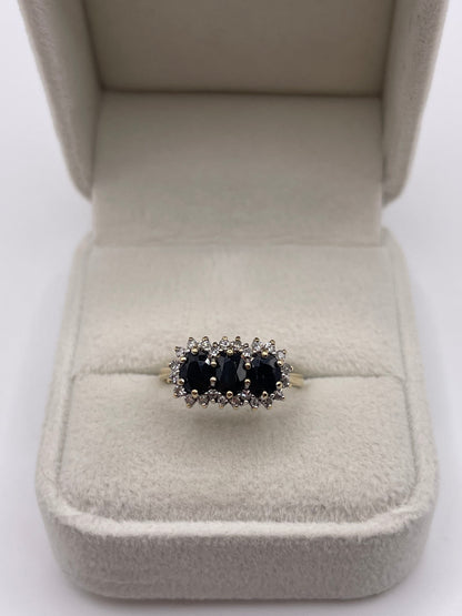 9ct gold sapphire and diamond ring