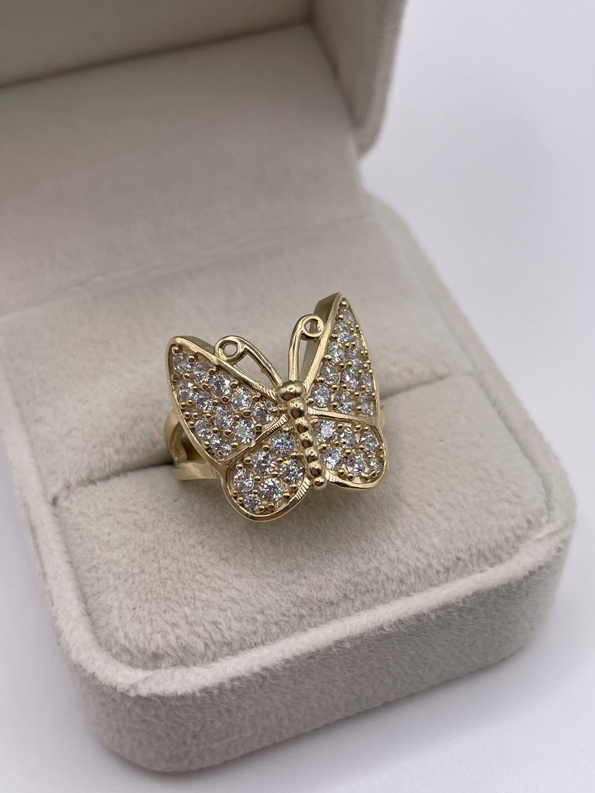 9ct gold cz cluster butterfly ring