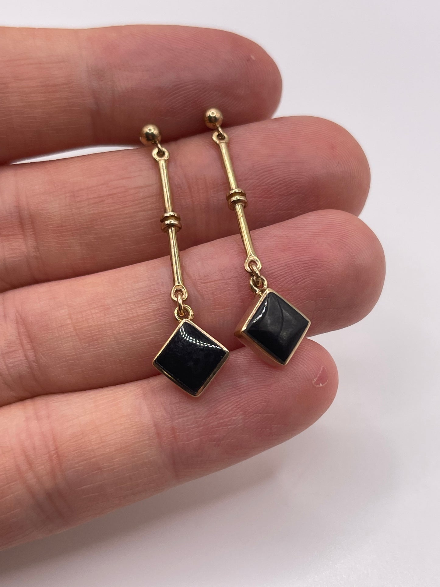 9ct gold onyx earrings