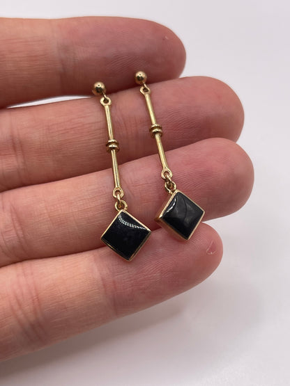 9ct gold onyx earrings