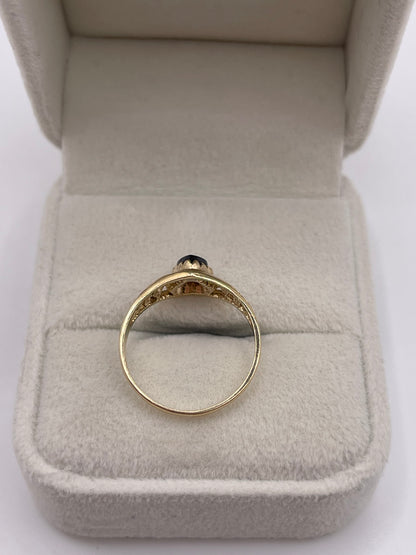 9ct gold onyx heart ring