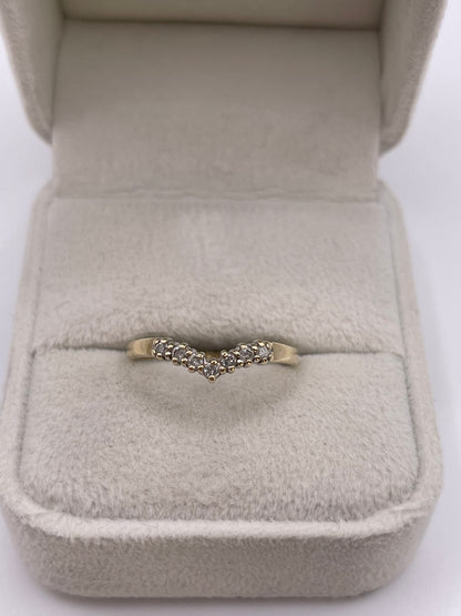 9ct gold diamond wishbone ring