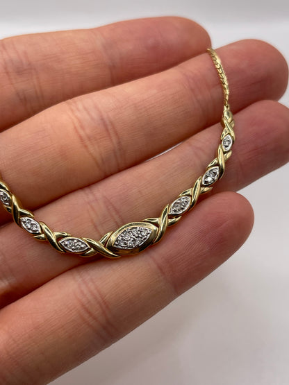9ct gold diamond cluster necklace