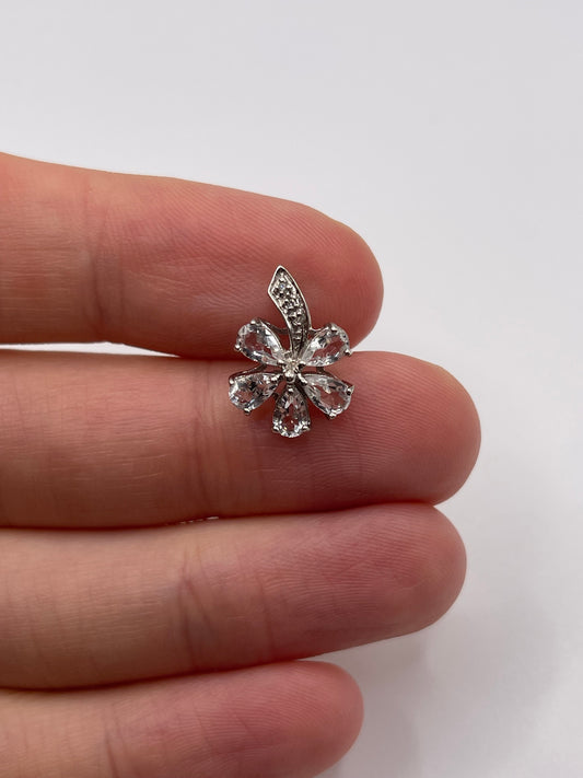 9ct white gold topaz and diamond pendant