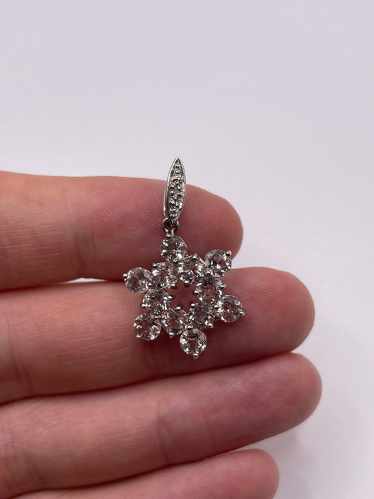 9ct white gold morganite and diamond pendant