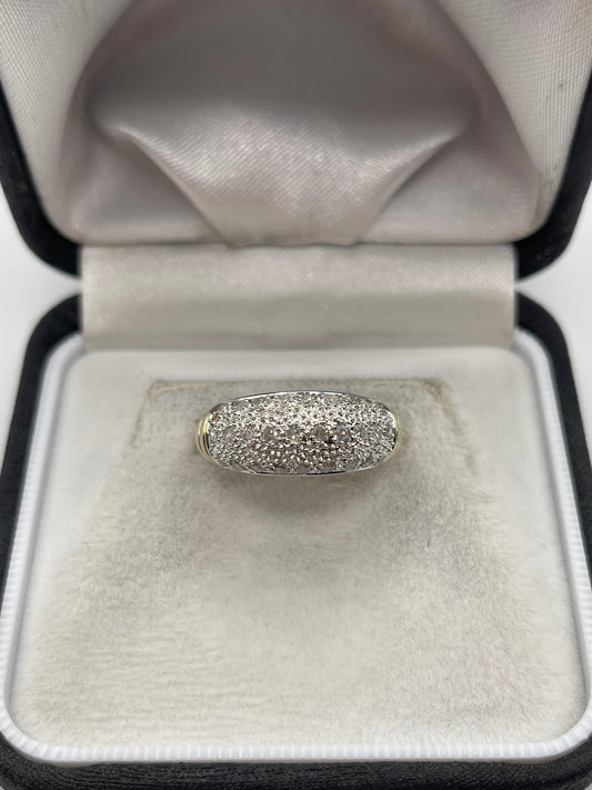9ct gold 50 point diamond cluster ring