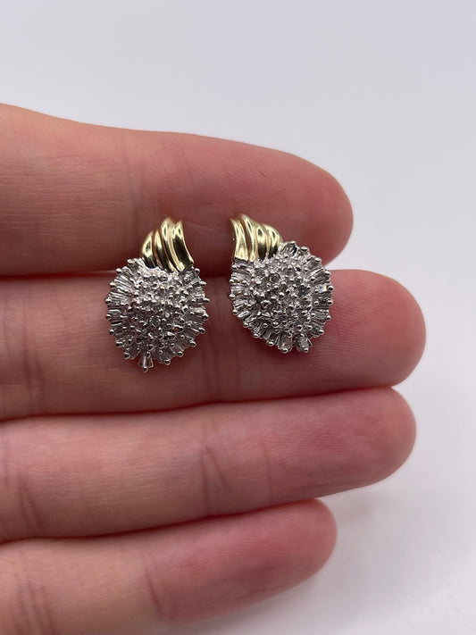 9ct gold diamond cluster earrings