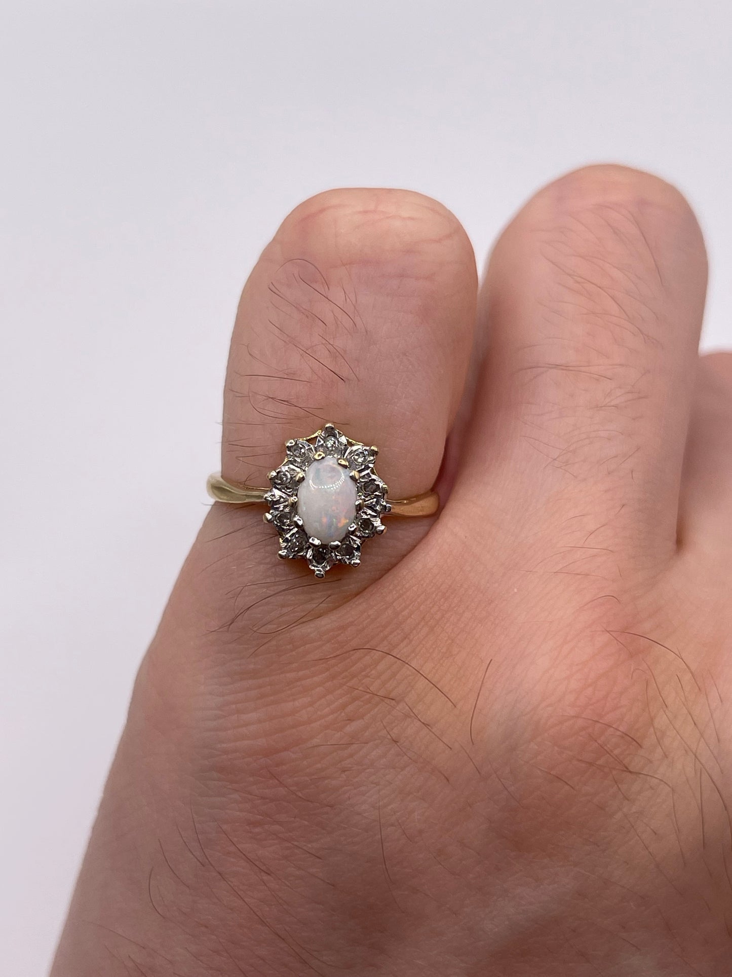 9ct gold opal and diamond ring