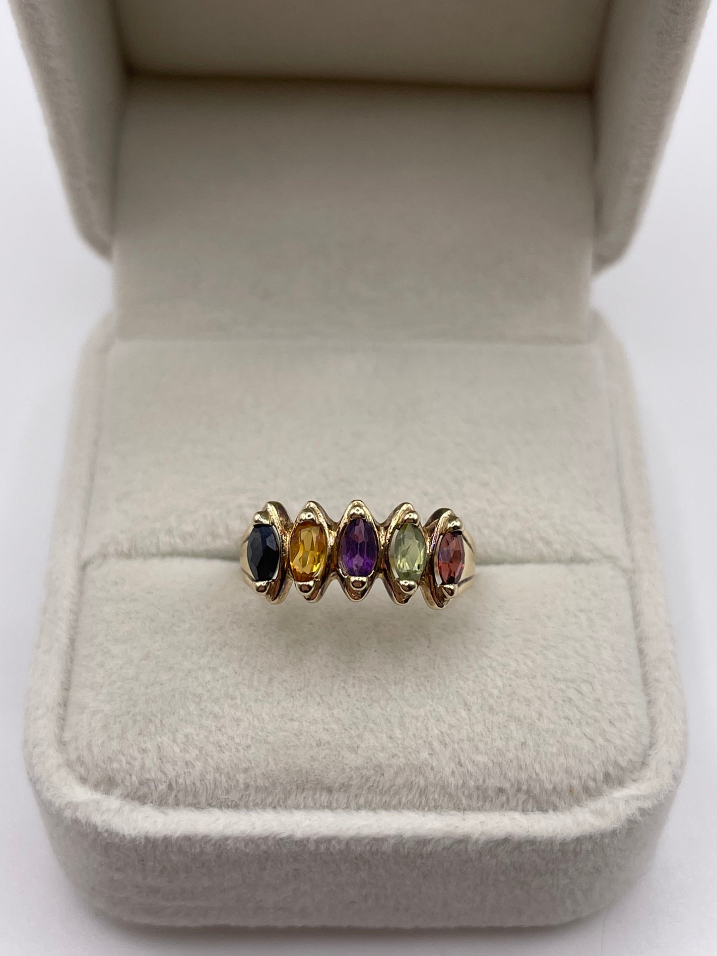 9ct gold multi gemstone ring