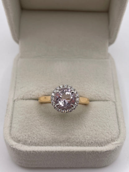 18ct gold morganite and diamond eibv