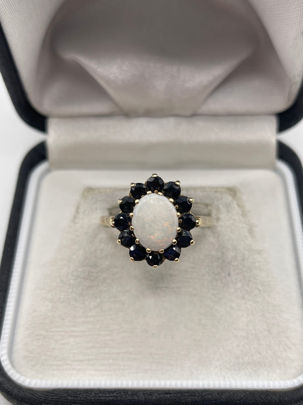9ct gold opal and sapphire ring