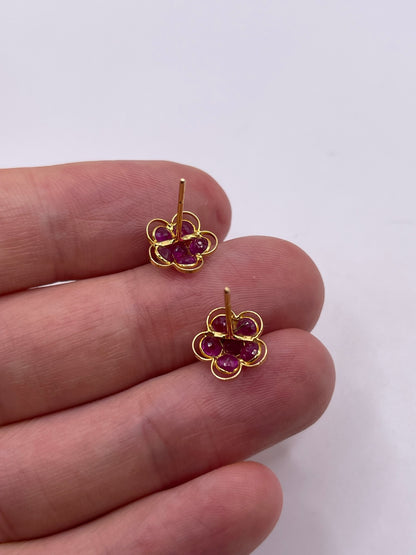 18ct gold ruby cluster earrings