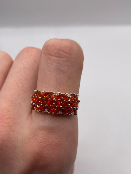 14ct gold fire opal and zircon ring