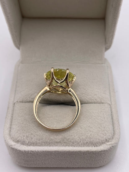 9ct gold lemon quartz and diamond ring