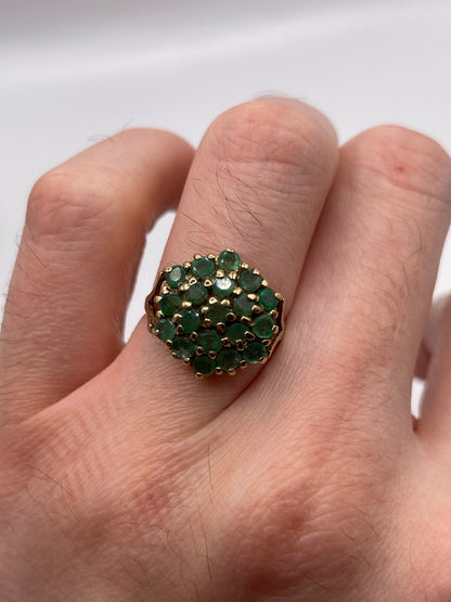 9ct gold emerald cluster ring