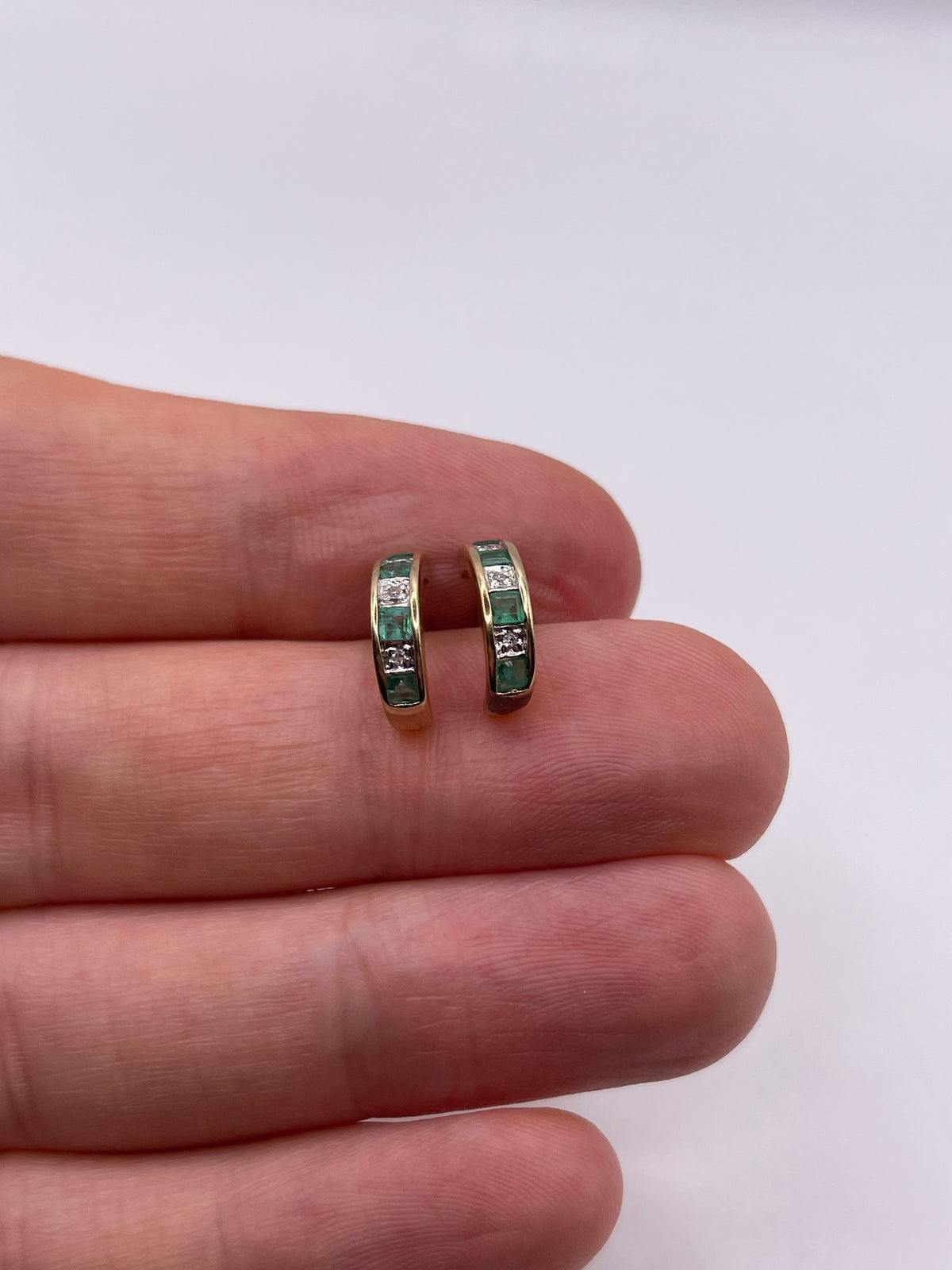 9ct gold emerald and diamond earrings