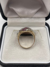 Load image into Gallery viewer, 9ct gold ruby and cz ring
