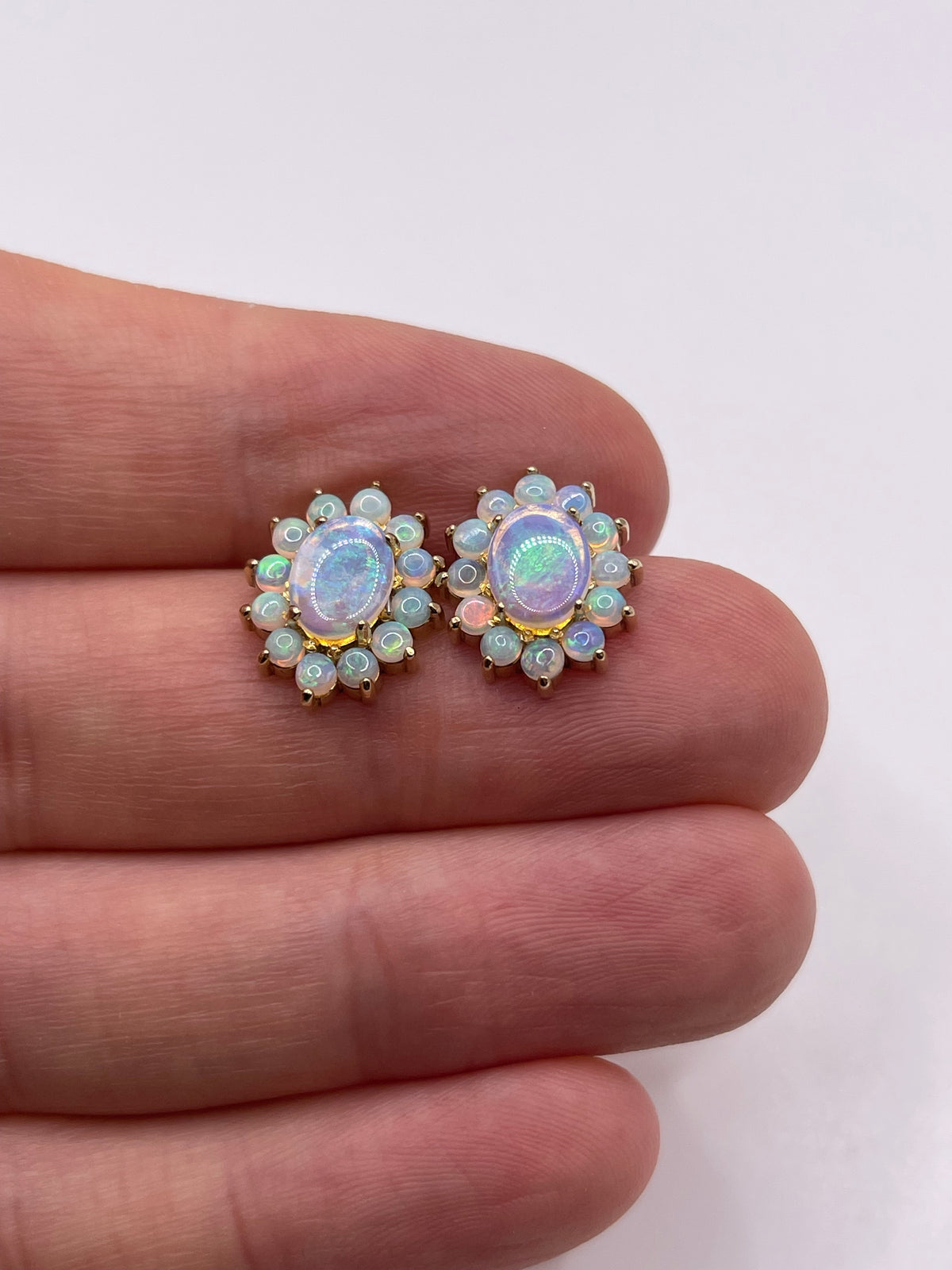 9ct gold opal cluster earrings