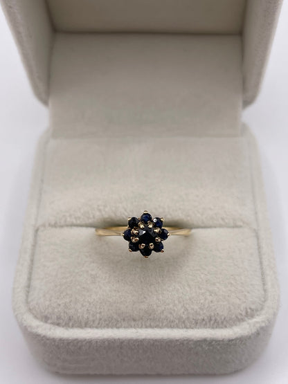 9ct gold sapphire cluster ring