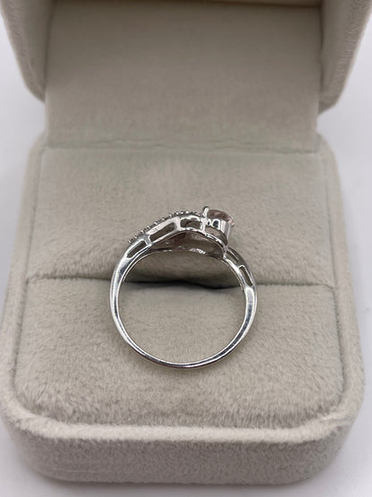 9ct white gold kunzite and diamond ring