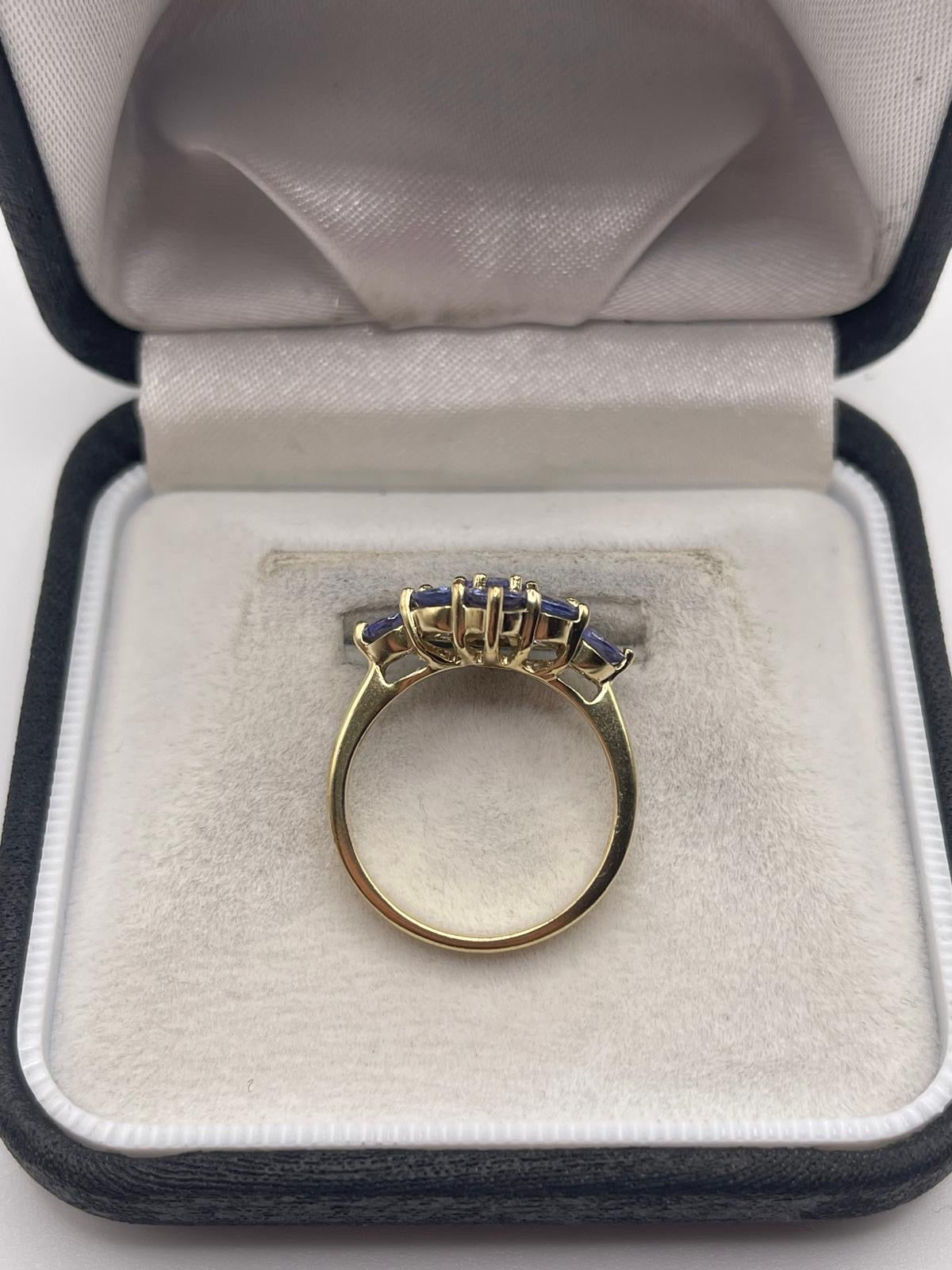 9ct gold tanzanite cluster ring