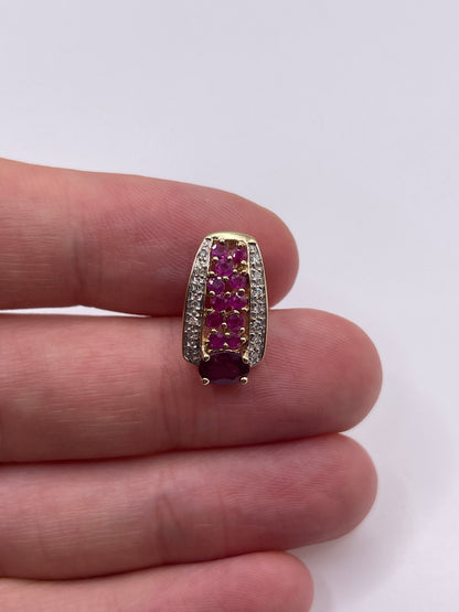 9ct gold ruby and diamond pendant
