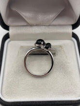 Load image into Gallery viewer, 18ct white gold jet and diamond ring
