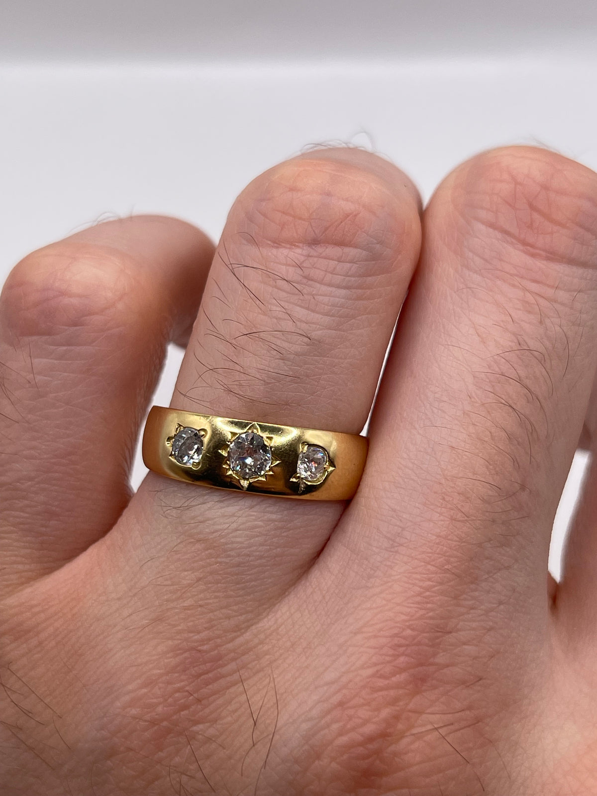 Antique 18ct gold old cut diamond gypsy ring