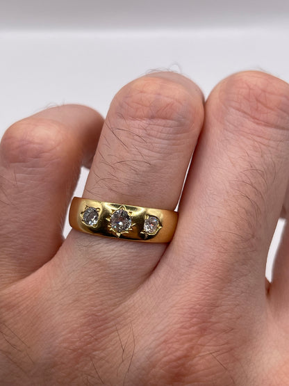 Antique 18ct gold old cut diamond gypsy ring