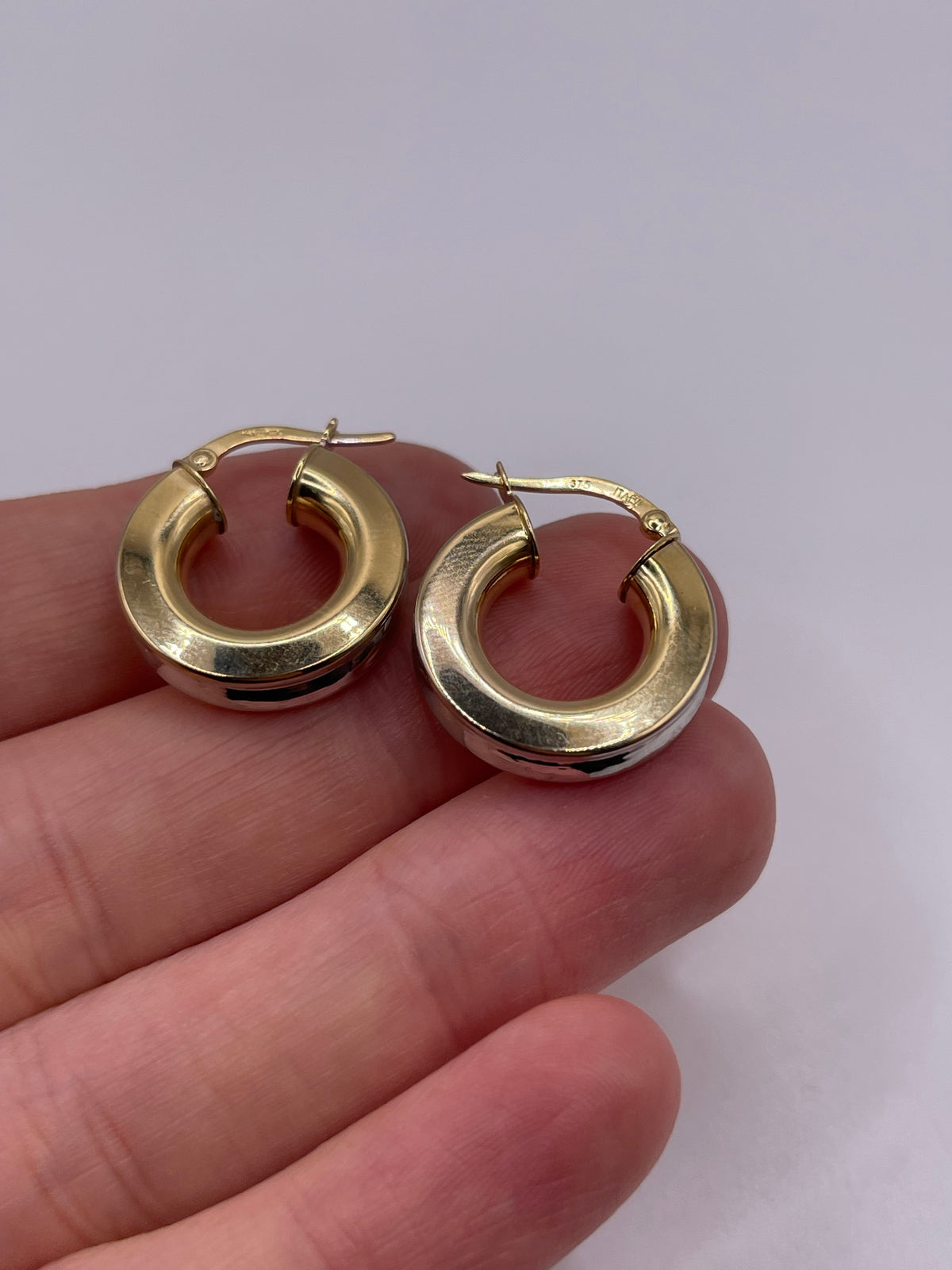 9ct two tone gold creole earrings