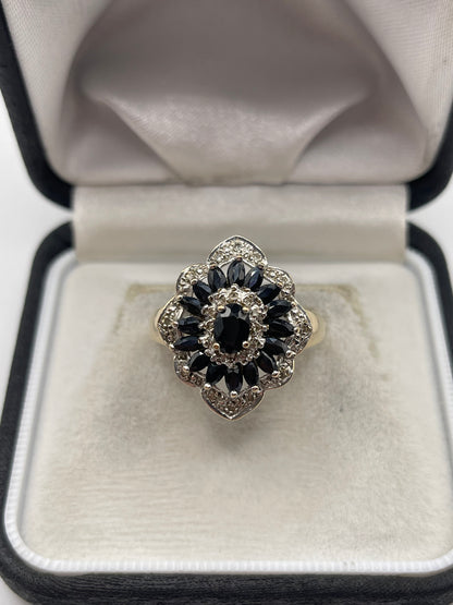 9ct gold sapphire and diamond ring