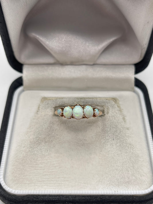 Antique 9ct rose gold opal ring